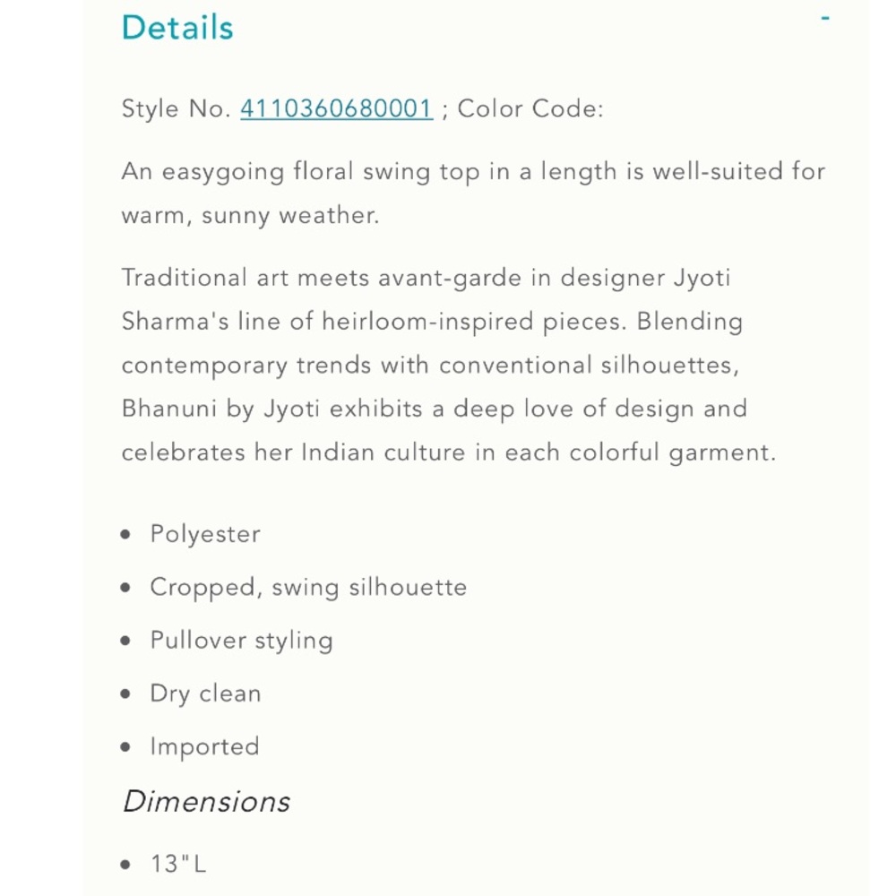 Anthropologie Bhanuni by Jyoti Villa Midi Top - Picture 6 of 8
